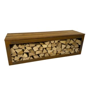 Holzlager Sitzbank Cortenstahl 1500 x 410 x 483 mm
